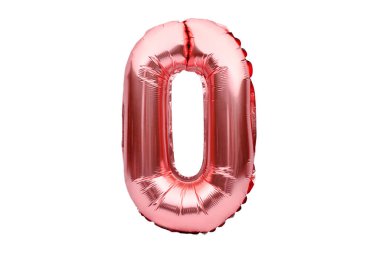0 numara, gül sarısı şişirilebilir helyum balonundan yapılmış. Altın sarısı folyo balon yazı tipi tam sayılar kümesinin bir parçası, beyaza izole edilmiş. Doğum günü partisi kutlaması, satış ve indirim kavramı
