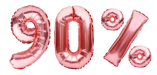 Розовый Золотой Девяносто Процентов Знак Надувных Воздушных Шаров Изолированных White — стоковое фото