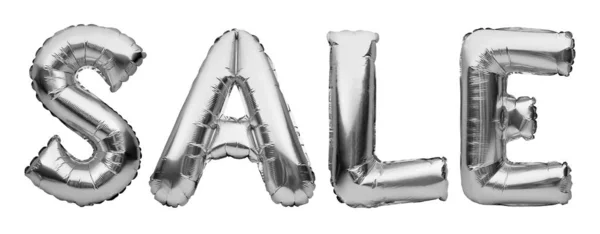 Word Rea Gjord Silver Uppblåsbara Ballonger Isolerade Vit Bakgrund Heliumballonger — Stockfoto