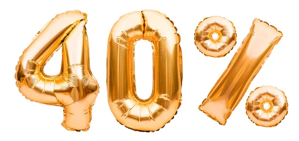 Χρυσό Σύμβολο Σαράντα Τοις Εκατό Κατασκευασμένο Από Φουσκωτά Μπαλόνια Που — Φωτογραφία Αρχείου
