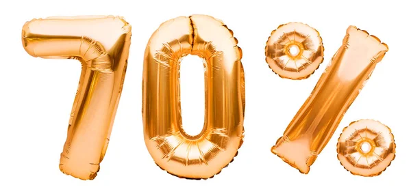 Χρυσό Σύμβολο Εβδομήντα Τοις Εκατό Κατασκευασμένο Από Φουσκωτά Μπαλόνια Που — Φωτογραφία Αρχείου