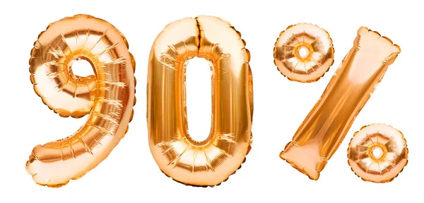 Χρυσό Ενενήντα Τοις Εκατό Σημάδι Από Φουσκωτά Μπαλόνια Που Απομονώνονται — Φωτογραφία Αρχείου