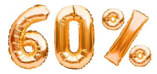 Χρυσή Εξήντα Τοις Εκατό Σημάδι Από Φουσκωτά Μπαλόνια Που Απομονώνονται — Φωτογραφία Αρχείου