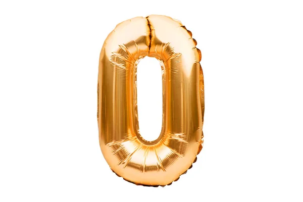 Numero Zero Realizzato Palloncino Elio Gonfiabile Dorato Gold Foil Font — Foto Stock