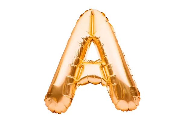 Letter Een Gouden Opblaasbare Helium Ballon Geïsoleerd Wit Gold Foil — Stockfoto