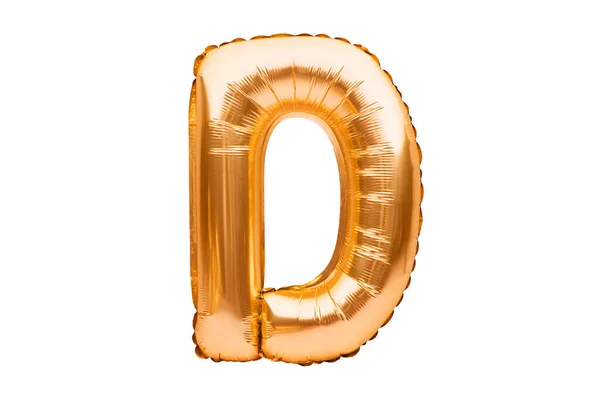 Letter Gemaakt Van Gouden Opblaasbare Helium Ballon Geïsoleerd Wit Gold — Stockfoto