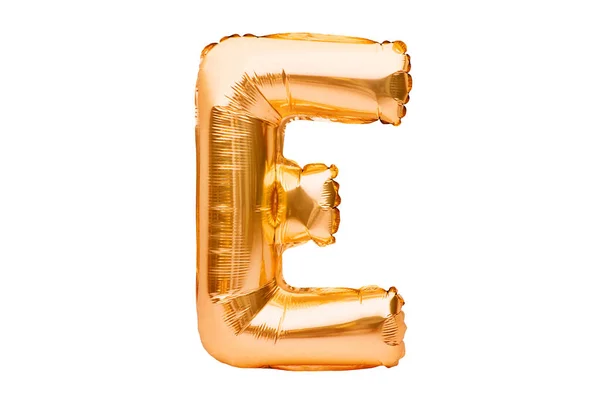 Lettera Palloncino Elio Gonfiabile Dorato Isolato Bianco Gold Foil Palloncino — Foto Stock