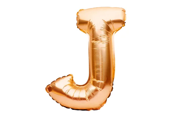 Letter Gemaakt Van Gouden Opblaasbare Helium Ballon Geïsoleerd Wit Gold — Stockfoto
