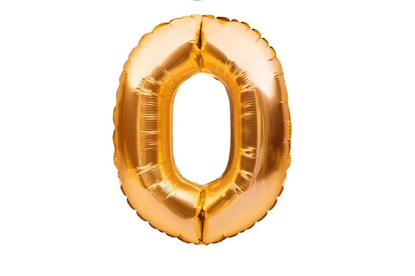 Brev Tillverkat Gyllene Uppblåsbar Heliumballong Isolerad Vitt Guld Folie Ballong — Stockfoto