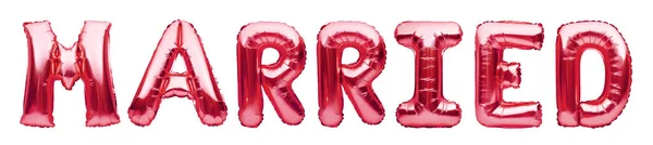 Rosa Goldene Worte Married Aus Aufblasbaren Luftballons Isoliert Auf Weißem — Stockfoto