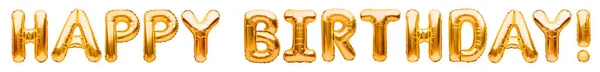 Words Happy Birthday Made Golden Inflatable Balloons Isolated White Background — Stock Photo, Image