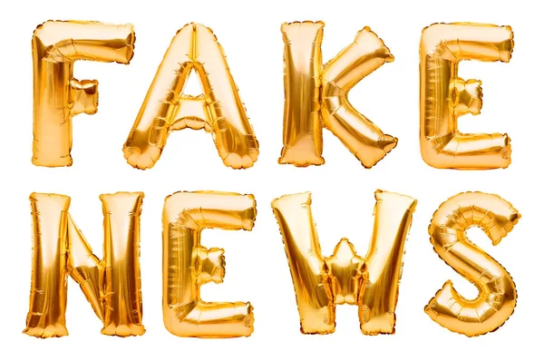 Woorden Fake Nieuws Gemaakt Van Gouden Opblaasbare Ballonnen Geïsoleerd Witte — Stockfoto