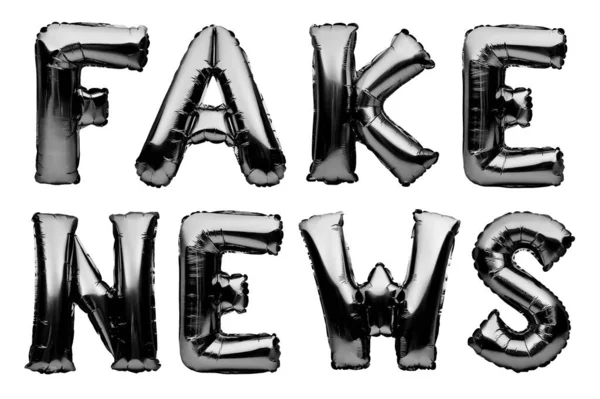 Slova Fake News Vyrobená Černých Nafukovacích Balónků Izolovaných Bílém Pozadí — Stock fotografie