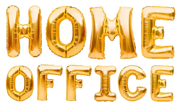 Слова Home Office Сделаны Золотых Надувных Шариков Карантин Защита Коронавируса — стоковое фото
