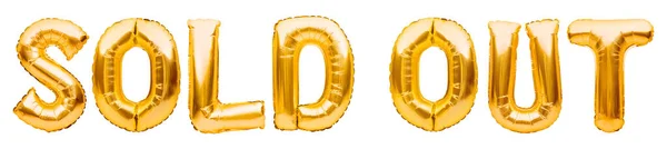 Slova Prodáno Zlatých Nafukovacích Balónků Izolovaných Bílém Pozadí Helium Balónky — Stock fotografie