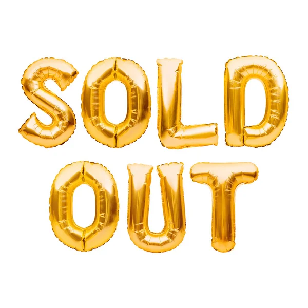 Woorden Verkocht Gemaakt Van Gouden Opblaasbare Ballonnen Geïsoleerd Witte Achtergrond — Stockfoto