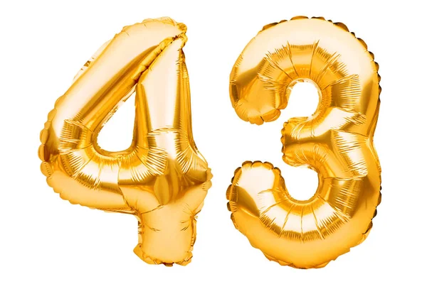 Νούμερο Φτιαγμένα Από Χρυσά Φουσκωτά Μπαλόνια Απομονωμένα Στο Λευκό Μπαλόνια — Φωτογραφία Αρχείου