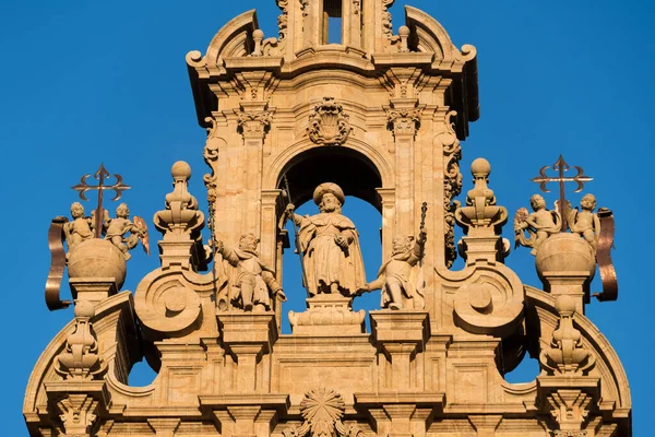 圣詹姆斯使徒塑像 圣地亚哥 孔波斯特拉大教堂 西班牙 圣地亚哥 孔波斯特拉的奥布拉代罗广场 — 图库照片