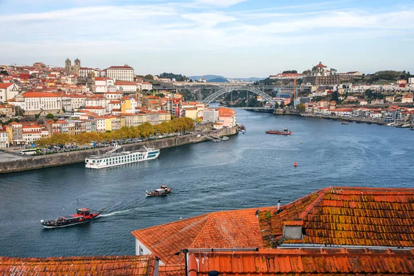 Porto Portugal Cidade Velha Vista Aérea Ribeira Com Casas Coloridas — Fotografia de Stock