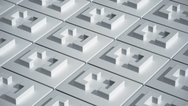 Abstrakt vit kvadrat geometriska fästen yta sömlös loop — Stockvideo
