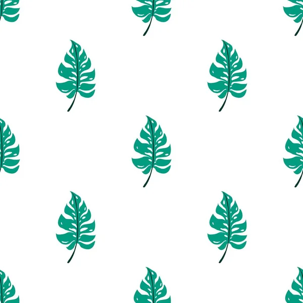 Kusursuz neo-nane yaprağı deseni canavar. Tropik palmiye yaprakları. Vektör arkaplanı. Elle çizilmiş egzotik bitkilerle güzel bir iz..