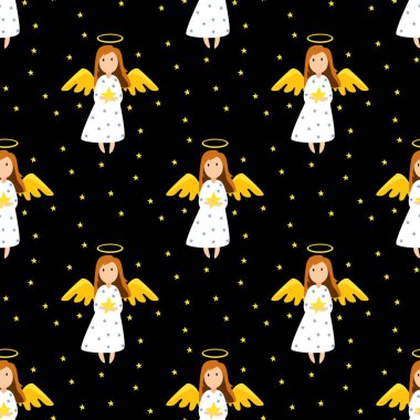 Noel melekleri kusursuz desenli. Melek ile Noel deseni.