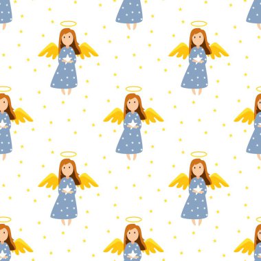 Noel melekleri kusursuz desenli. Melek ile Noel deseni.