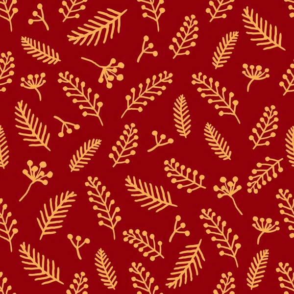 Spruce dalları, böğürtlenleri olan kusursuz noel desenleri. Yeni yılı kusursuz bir şekilde düzenle. Firavun ladin ve böğürtlenler noel ambalajı, tekstil, kumaş duvar kâğıdı çizimleri için kusursuz desen.