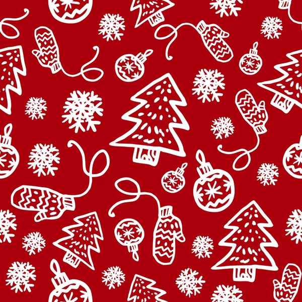 Vánoční bílý a červený vzor. Dekorativní ilustrace, dobrá pro tisk. — Stockový vektor