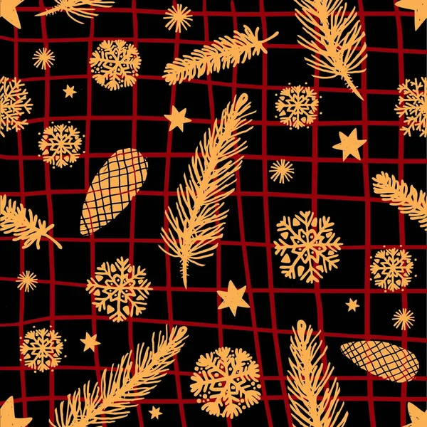 Kar taneleriyle Noel vektörünün kusursuz deseni. Kar taneleri Noel ambalajı, tekstil, kumaş duvar kağıdı çizimi için kusursuz desen oluşturur