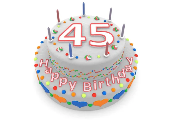 जन्मदिन मुबारक और उम्र के साथ सफेद केक — स्टॉक फ़ोटो, इमेज