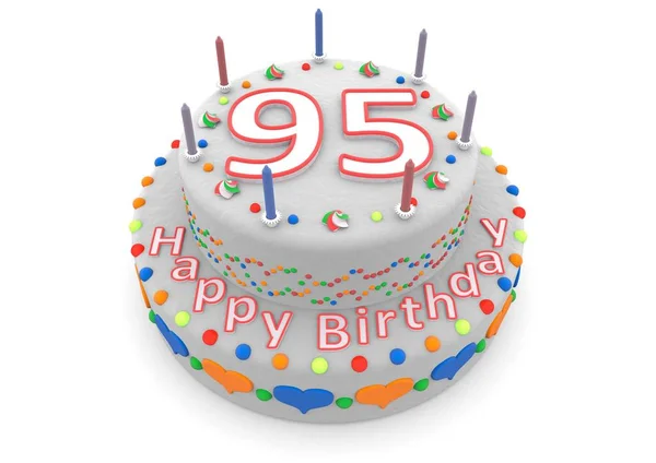 Bílý dort k narozeninám a věk — Stock fotografie