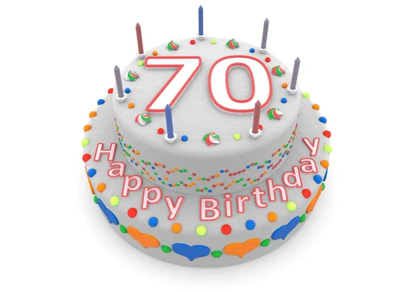 Witte cake met gelukkige verjaardag en de leeftijd — Stockfoto