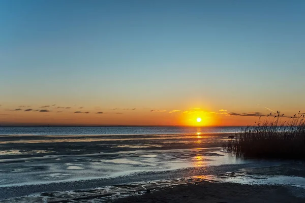 Colorful Sunset North Sea First Ice Shore — Stock Photo, Image