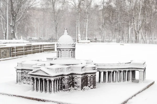 model of Kazan Cathedral in winter mini-city