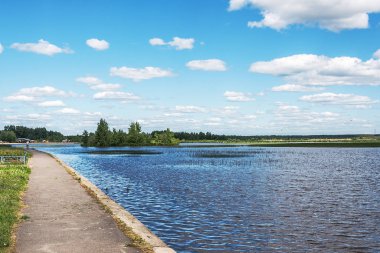 Göl manzarasında doğal yaz manzarası