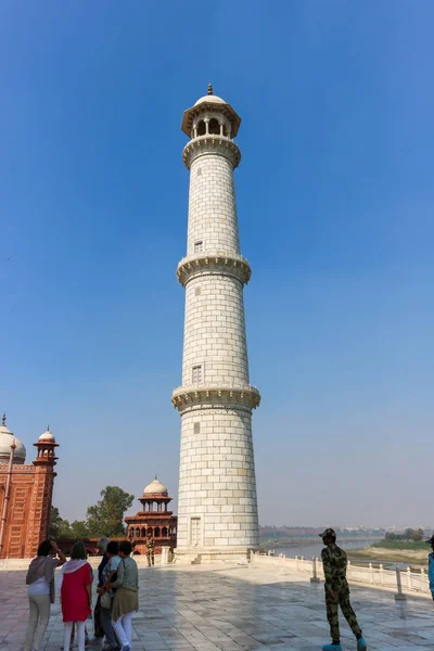 Jedna Czterech Minaretów Taj Mahal — Zdjęcie stockowe