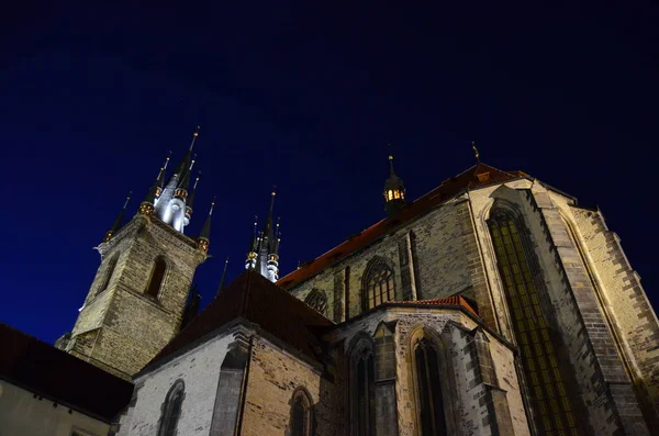 Temple Virgin Mary Tyn Night — Stock Photo, Image