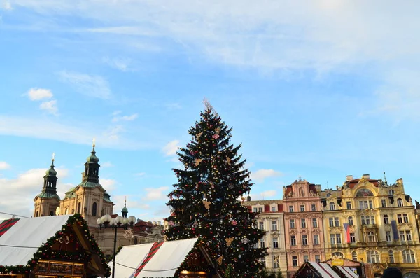 Vánoční Stromek Veletrh Staroměstském Náměstí Praze — Stock fotografie