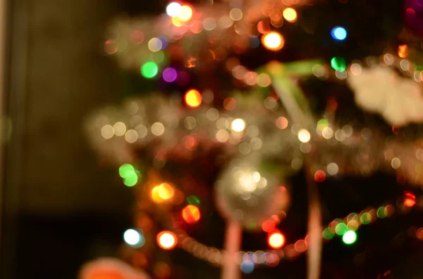 Arbre Noël Avec Boules Lumières Colorées — Photo