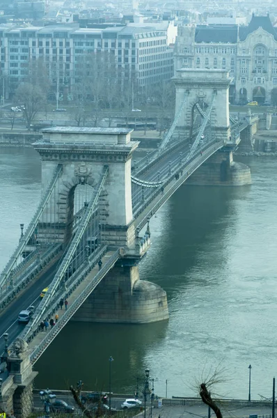 Die Szechenyi Kettenbrücke Ist Eine Schöne Dekorative Hängebrücke Die Die — Stockfoto
