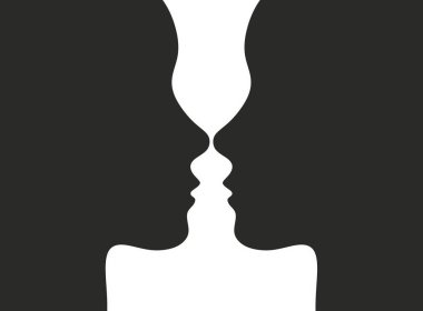 iki kadın yüzü olan optik illüzyon