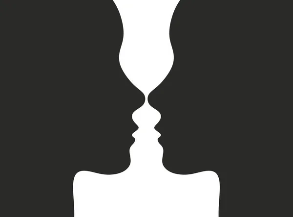 Illusion Optique Avec Les Visages Deux Femmes — Photo