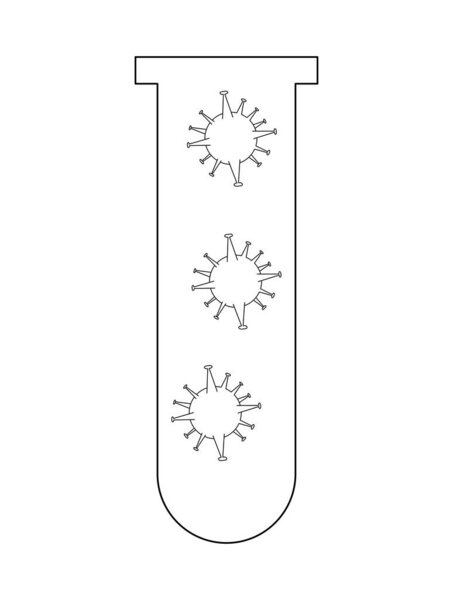 молекулы коронавируса во фляжке изолированы на белом
