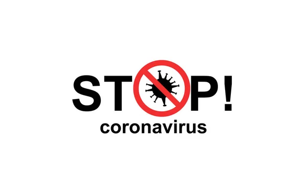 Stop Coronavirus Letras Negras Aisladas Blanco — Vector de stock