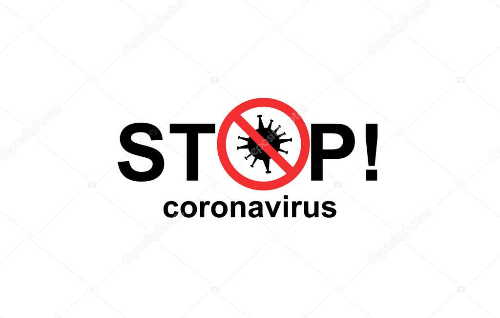 stop coronavirus black lettering isolated on white