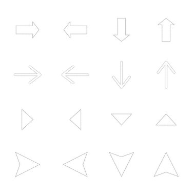 Beyaz üzerine izole edilmiş farklı yönlerdeki oklar