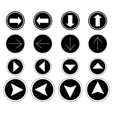 black arrows in different directions isolated on white clipart