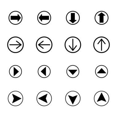  arrows in black circles in different directions isolated on white clipart