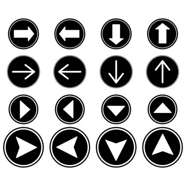  arrows in black circles in different directions isolated on white clipart